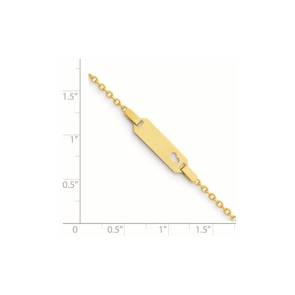 Massiv 14K Gelbgold Kinder Herz Id Armband