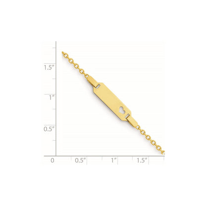 Massiv 14K Gelbgold Kinder Herz Id Armband