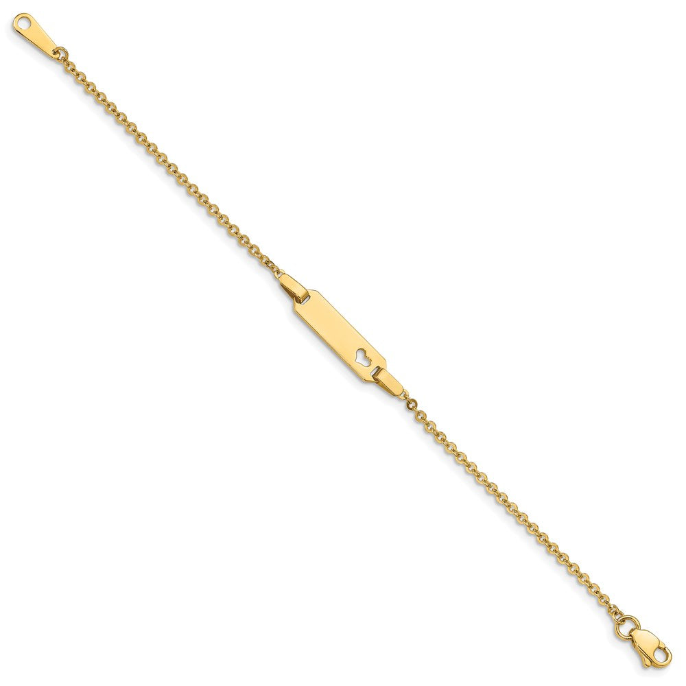 Massiv 14K Gelbgold Kinder Herz Id Armband