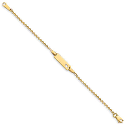 Massiv 14K Gelbgold Kinder Herz Id Armband