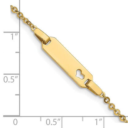 Massiv 14K Gelbgold Kinder Herz Id Armband