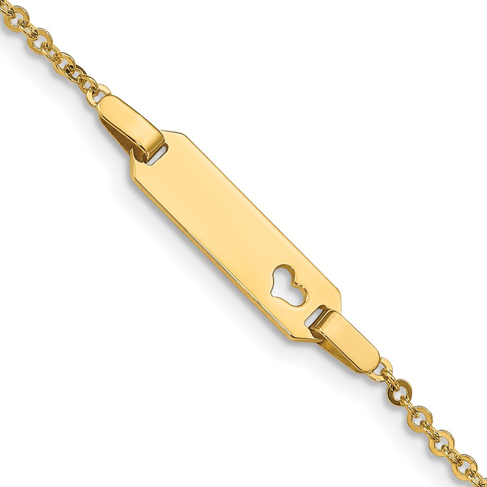 Massiv 14K Gelbgold Kinder Herz Id Armband