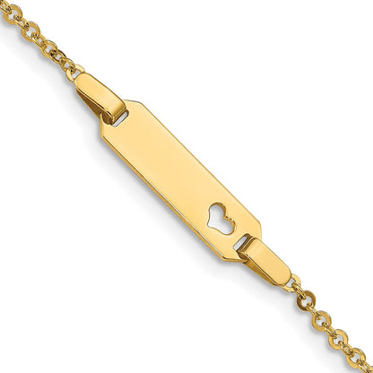 Massiv 14K Gelbgold Kinder Herz Id Armband