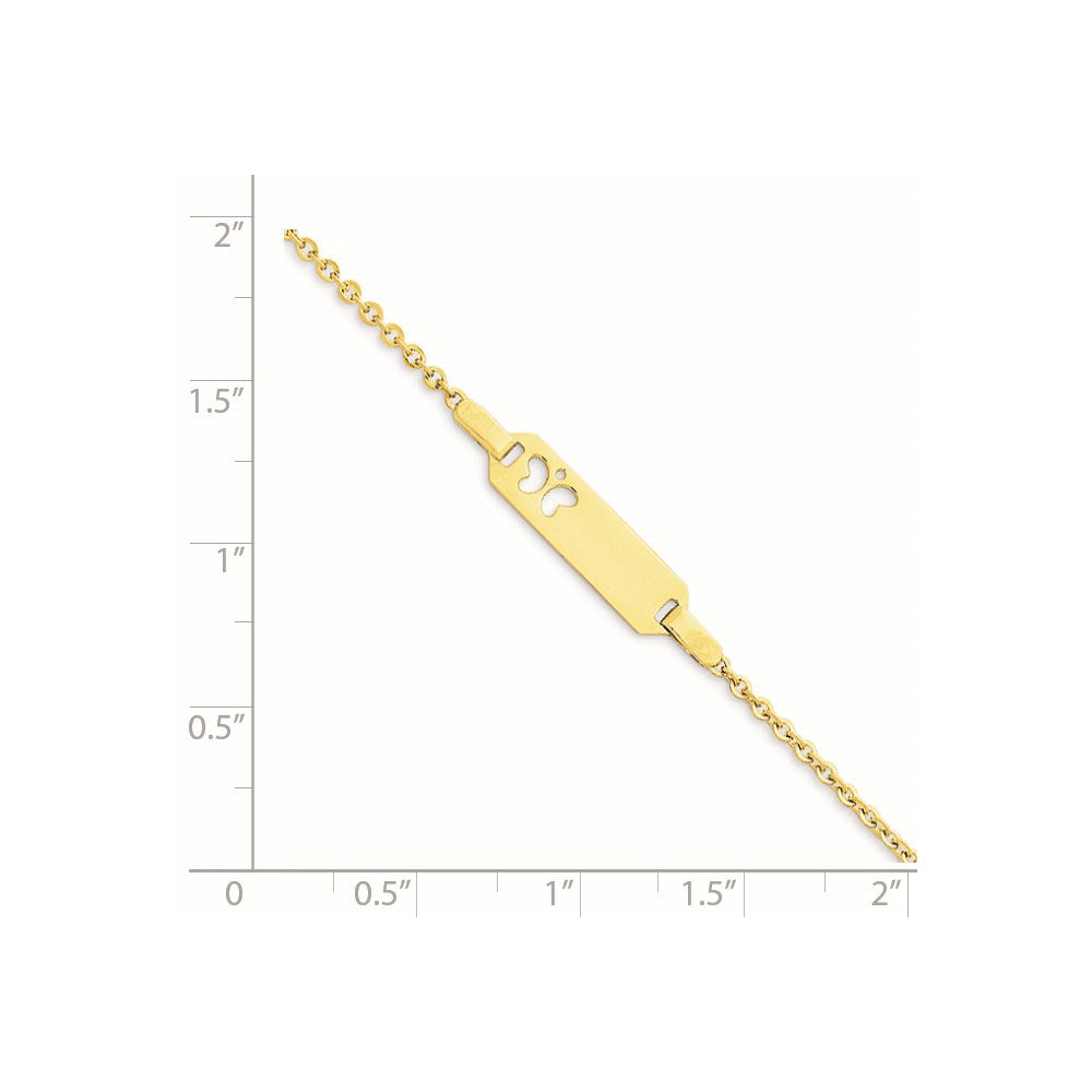 Massiv 14K Gelbgold Kinder Schmetterling Id Armband