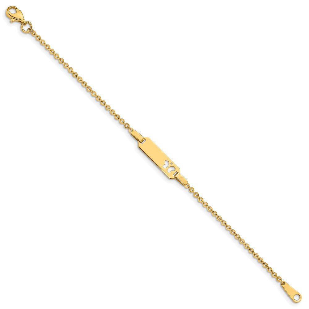 Massiv 14K Gelbgold Kinder Schmetterling Id Armband