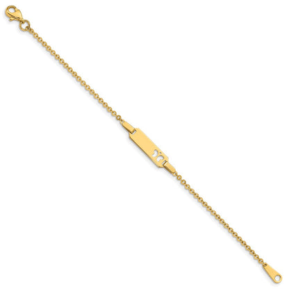 Massiv 14K Gelbgold Kinder Schmetterling Id Armband