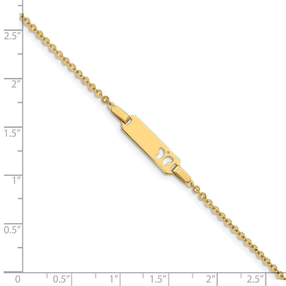 Massiv 14K Gelbgold Kinder Schmetterling Id Armband