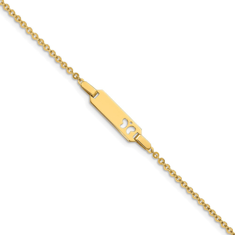 Massiv 14K Gelbgold Kinder Schmetterling Id Armband