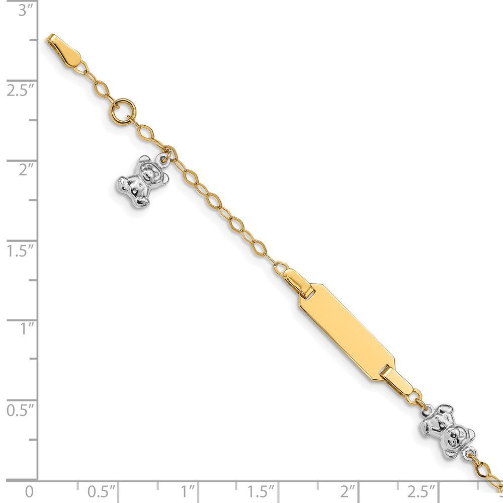 Massiv 14K Bicolor Gold Kinder Poliert Teddy Bearw/.5 Zoll Verlängerung. Id Armband
