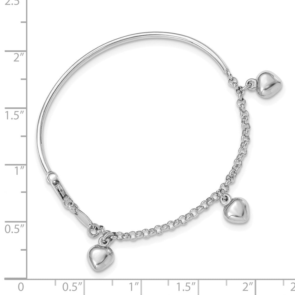 6 Zoll 14K Weißgold Poliert Hängend Herz Baby Armband
