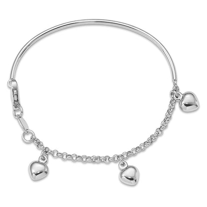 6 Zoll 14K Weißgold Poliert Hängend Herz Baby Armband