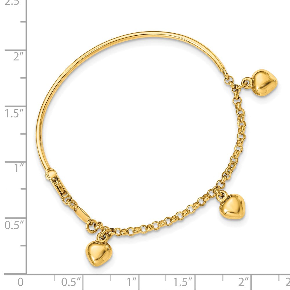 6 Zoll 14K Poliert Hängend Herz Baby Armband