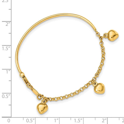 6 Zoll 14K Poliert Hängend Herz Baby Armband