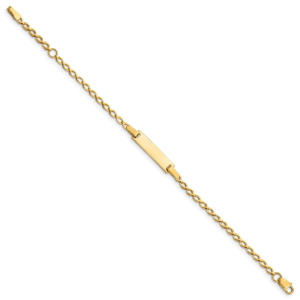 Massiv 14K Gelbgold Kinder Poliert Id Armband