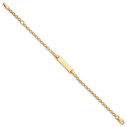 Massiv 14K Gelbgold Kinder Poliert Id Armband