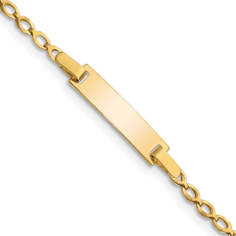 Massiv 14K Gelbgold Kinder Poliert Id Armband