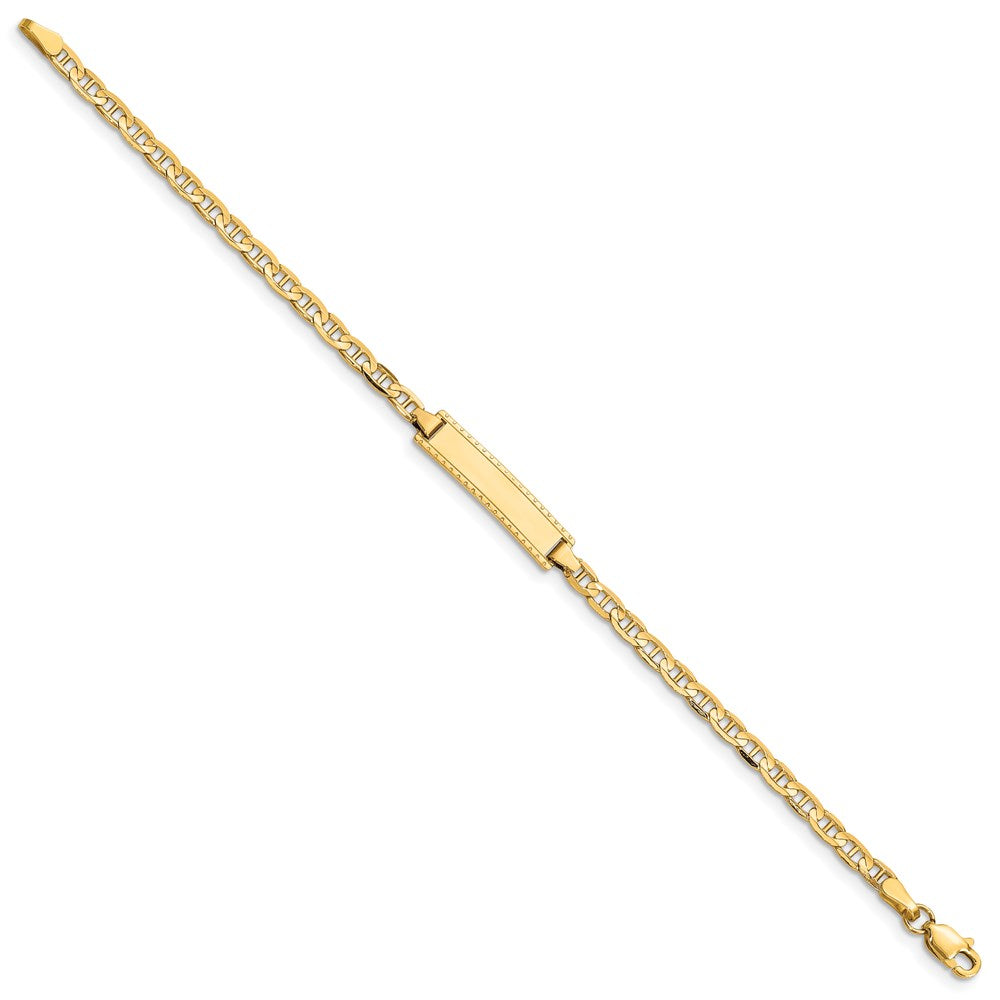 Massiv 14K Gelbgold Kinder Anker Glieder Id Armband