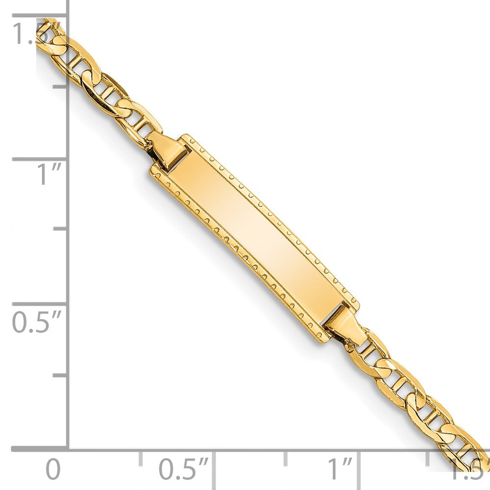 Massiv 14K Gelbgold Kinder Anker Glieder Id Armband