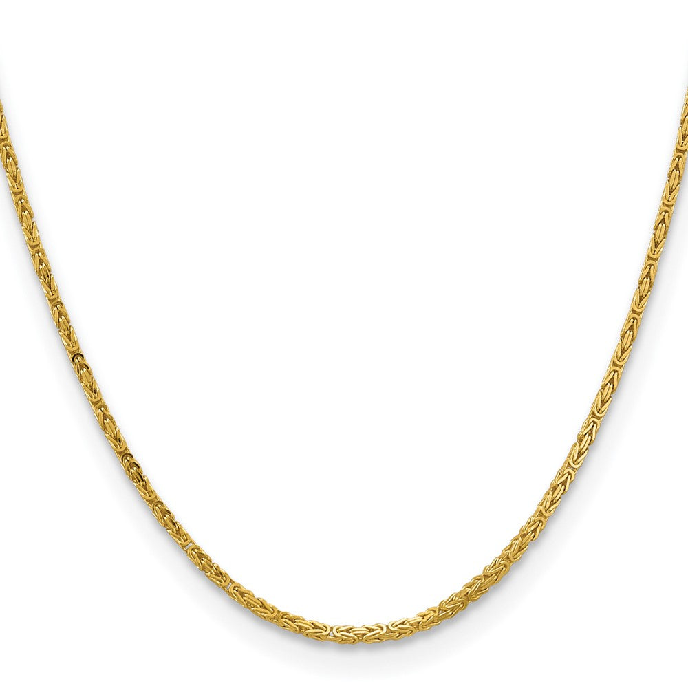 14K Gelbgold 2mm Byzantiner mit Karabinerverschluss Halskette