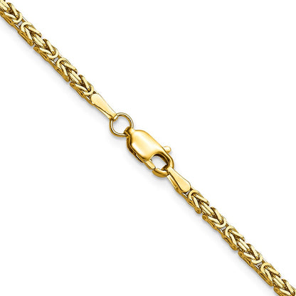 14K Gelbgold 2mm Byzantiner mit Karabinerverschluss Halskette