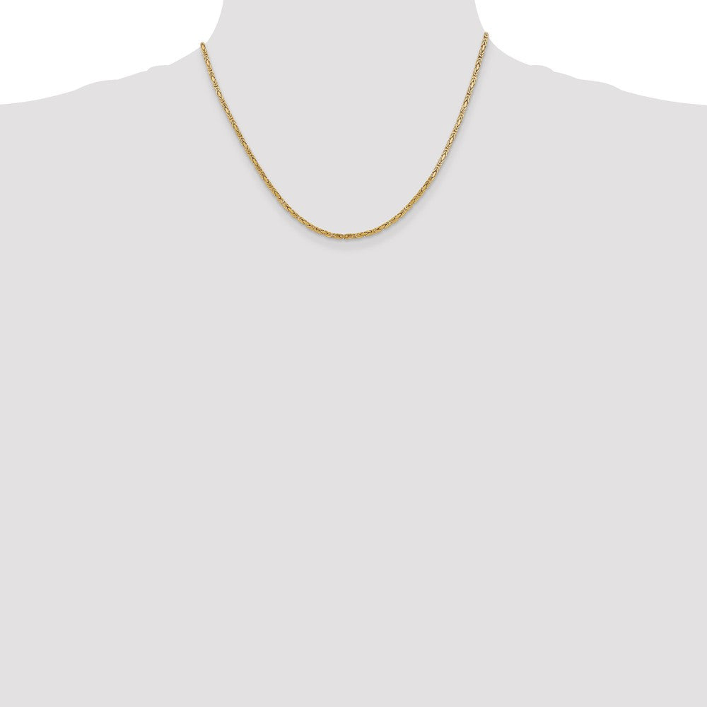 14K Gelbgold 2mm Byzantiner mit Karabinerverschluss Halskette