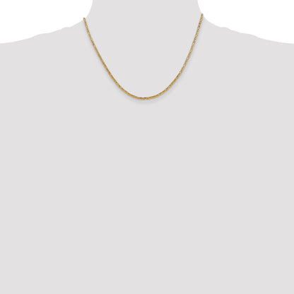 14K Gelbgold 2mm Byzantiner mit Karabinerverschluss Halskette