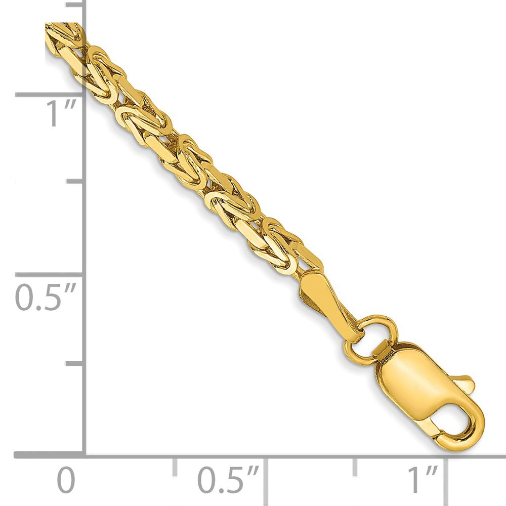 14K Gelbgold 2mm Byzantiner mit Karabinerverschluss Gliederarmband