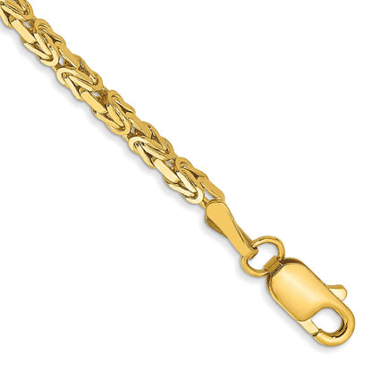 14K Gelbgold 2mm Byzantiner mit Karabinerverschluss Gliederarmband
