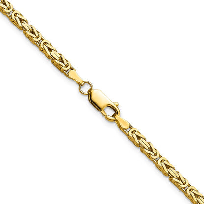 14K Gelbgold 2.5mm Byzantiner mit Karabinerverschluss Halskette
