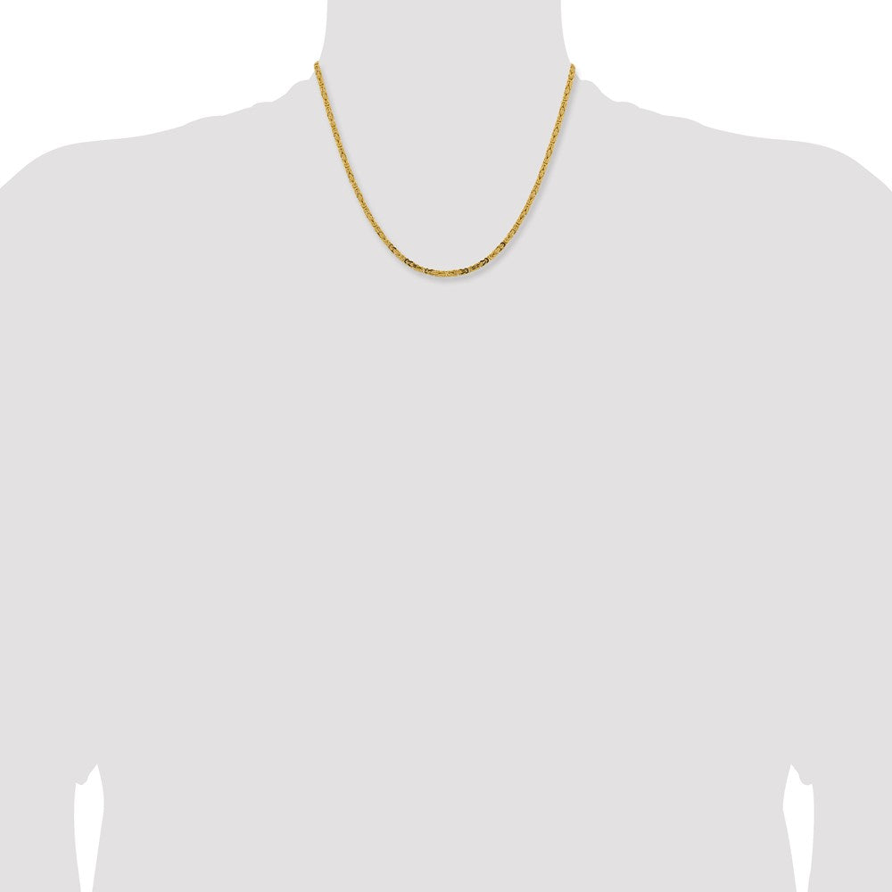 14K Gelbgold 2.5mm Byzantiner mit Karabinerverschluss Halskette