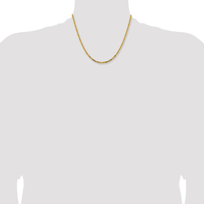 14K Gelbgold 2.5mm Byzantiner mit Karabinerverschluss Halskette
