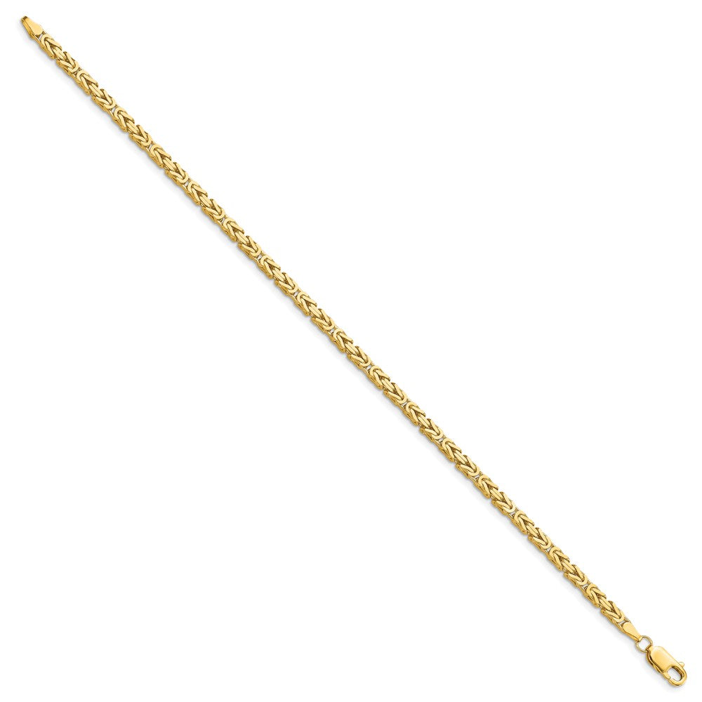 14K Gelbgold 2.5mm Byzantiner mit Karabinerverschluss Gliederarmband