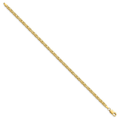 14K Gelbgold 2.5mm Byzantiner mit Karabinerverschluss Gliederarmband