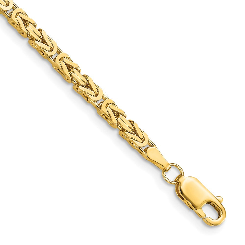 14K Gelbgold 2.5mm Byzantiner mit Karabinerverschluss Gliederarmband