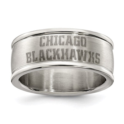 Edelstahl Chicago Blackhawks Logo Ring Größe 6