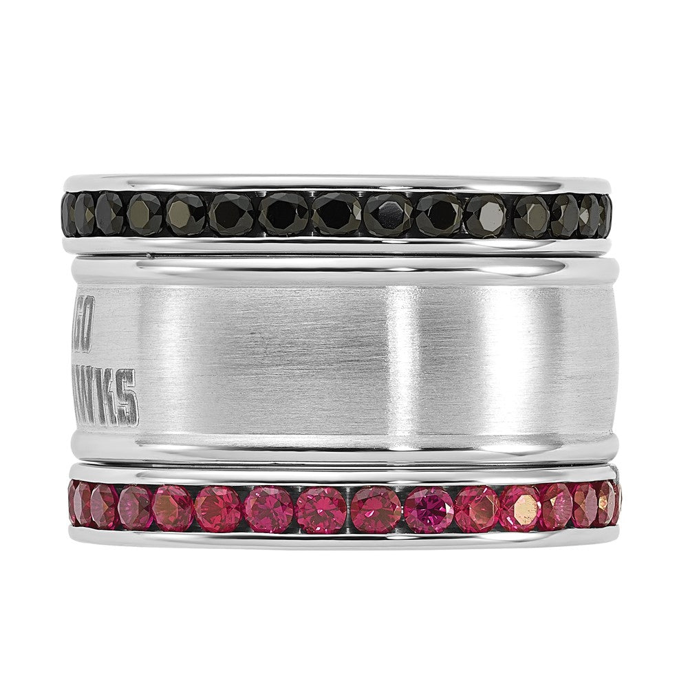 Edelstahl Nhl Chicago Blackhawks Rosa & Schwarz Kristall Stacked Ring Set