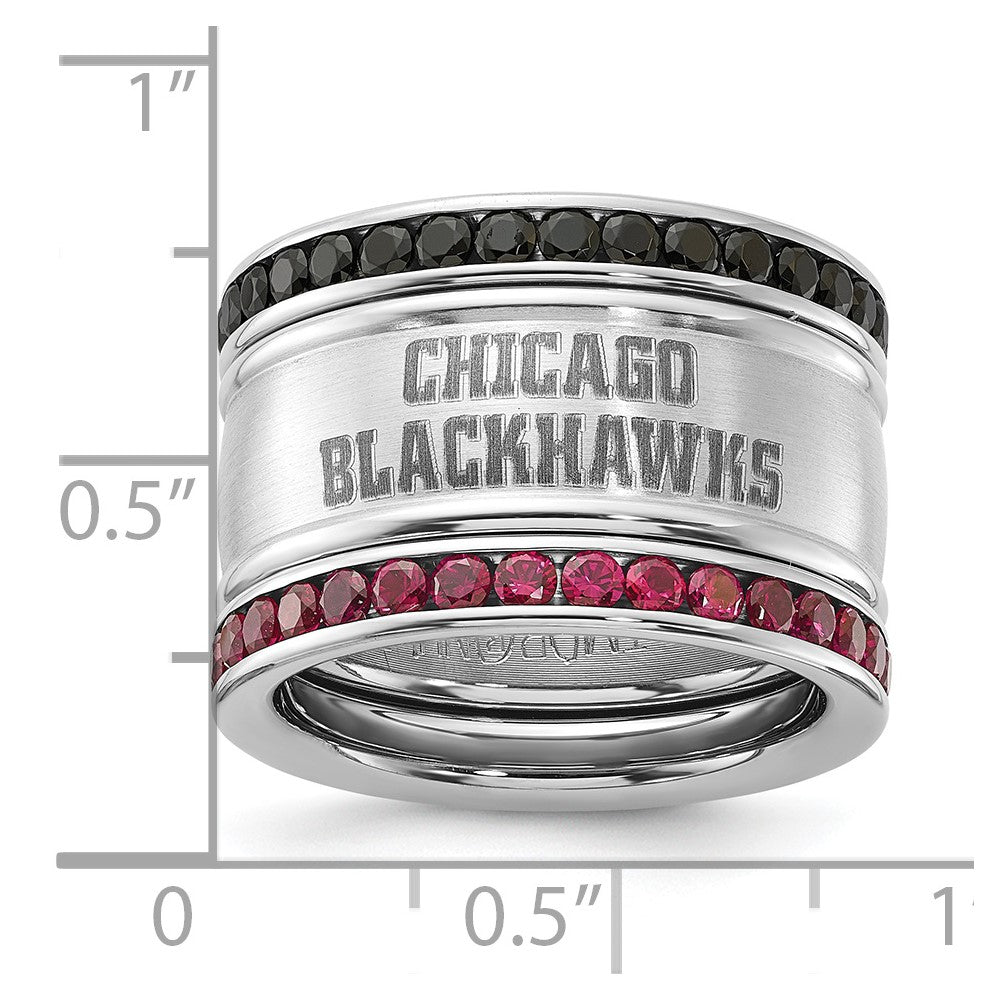 Edelstahl Nhl Chicago Blackhawks Rosa & Schwarz Kristall Stacked Ring Set
