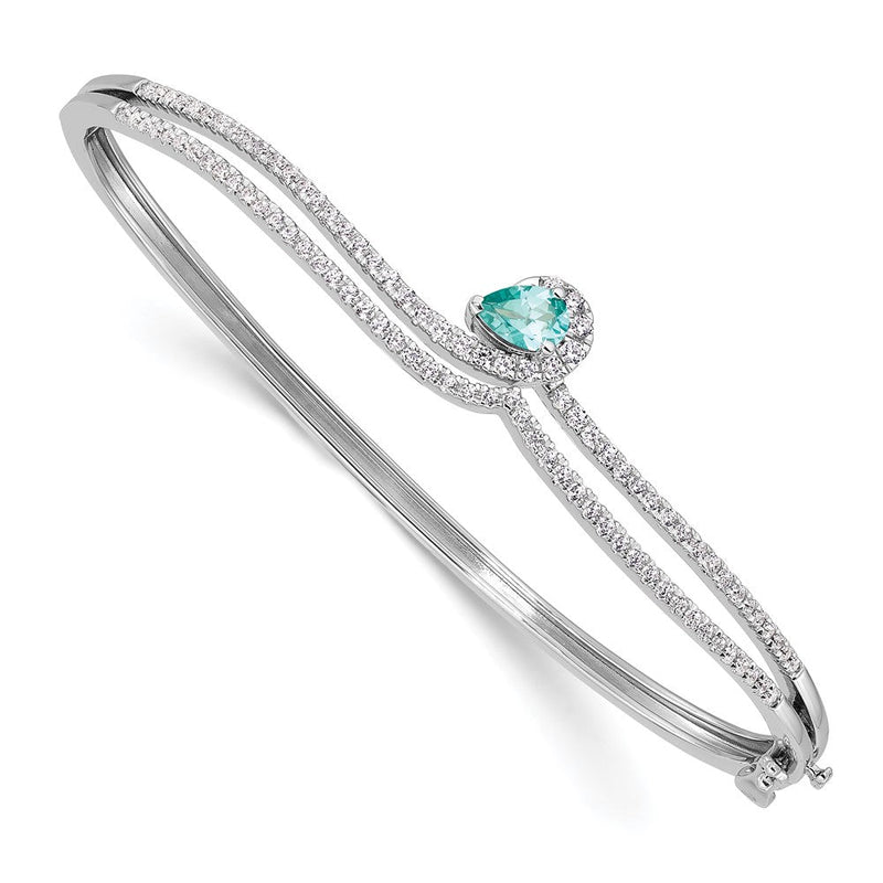 Rein Serenity 14K Weißgold 3/4 Ct. Im Labor Gezüchtet Diamant Vs/si+ G+ und Tropfen Im Labor Erzeugt Paraiba Armreif Armband