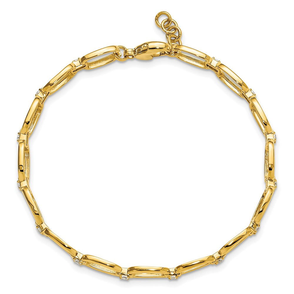 14K Gelbgold 1/2 Ct. Im Labor Gezüchtet Diamant Vs/si+ G+ Oval Glieder 6.75 Zoll Mit.25 Zoll Extention Armband