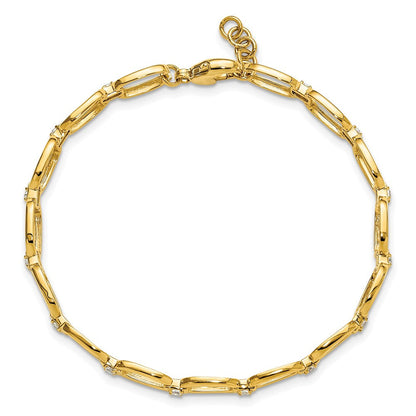 14K Gelbgold 1/2 Ct. Im Labor Gezüchtet Diamant Vs/si+ G+ Oval Glieder 6.75 Zoll Mit.25 Zoll Extention Armband