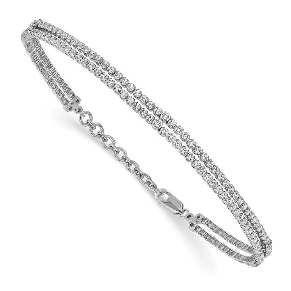 14K Weißgold 2 3/4 Ct. Im Labor Gezüchtet Diamant Vs/si+ G+ Doppelt Strang 7.25 Zoll mit 1 Zoll Extention Armband