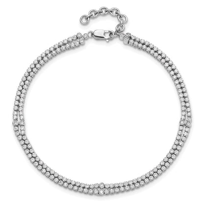 14K Weißgold 2 3/4 Ct. Im Labor Gezüchtet Diamant Vs/si+ G+ Doppelt Strang 7.25 Zoll mit 1 Zoll Extention Armband