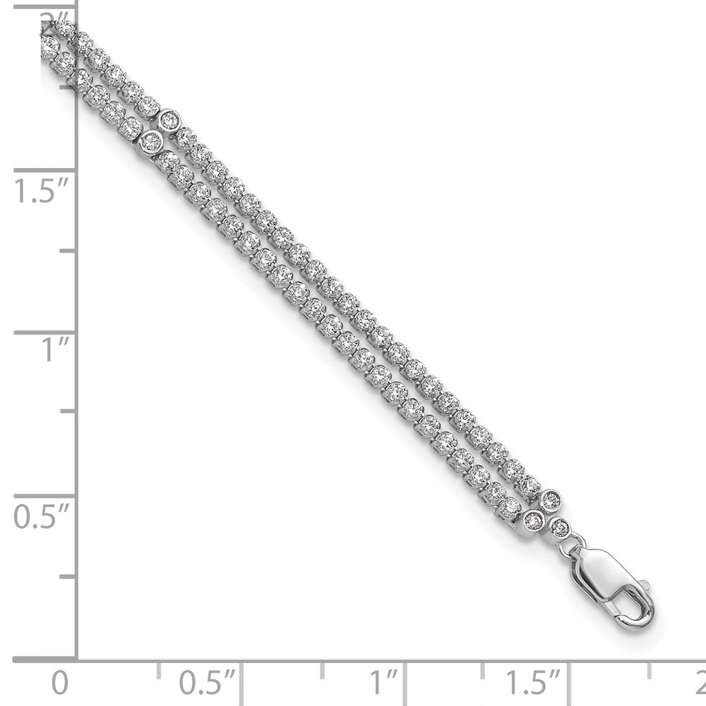 14K Weißgold 2 3/4 Ct. Im Labor Gezüchtet Diamant Vs/si+ G+ Doppelt Strang 7.25 Zoll mit 1 Zoll Extention Armband