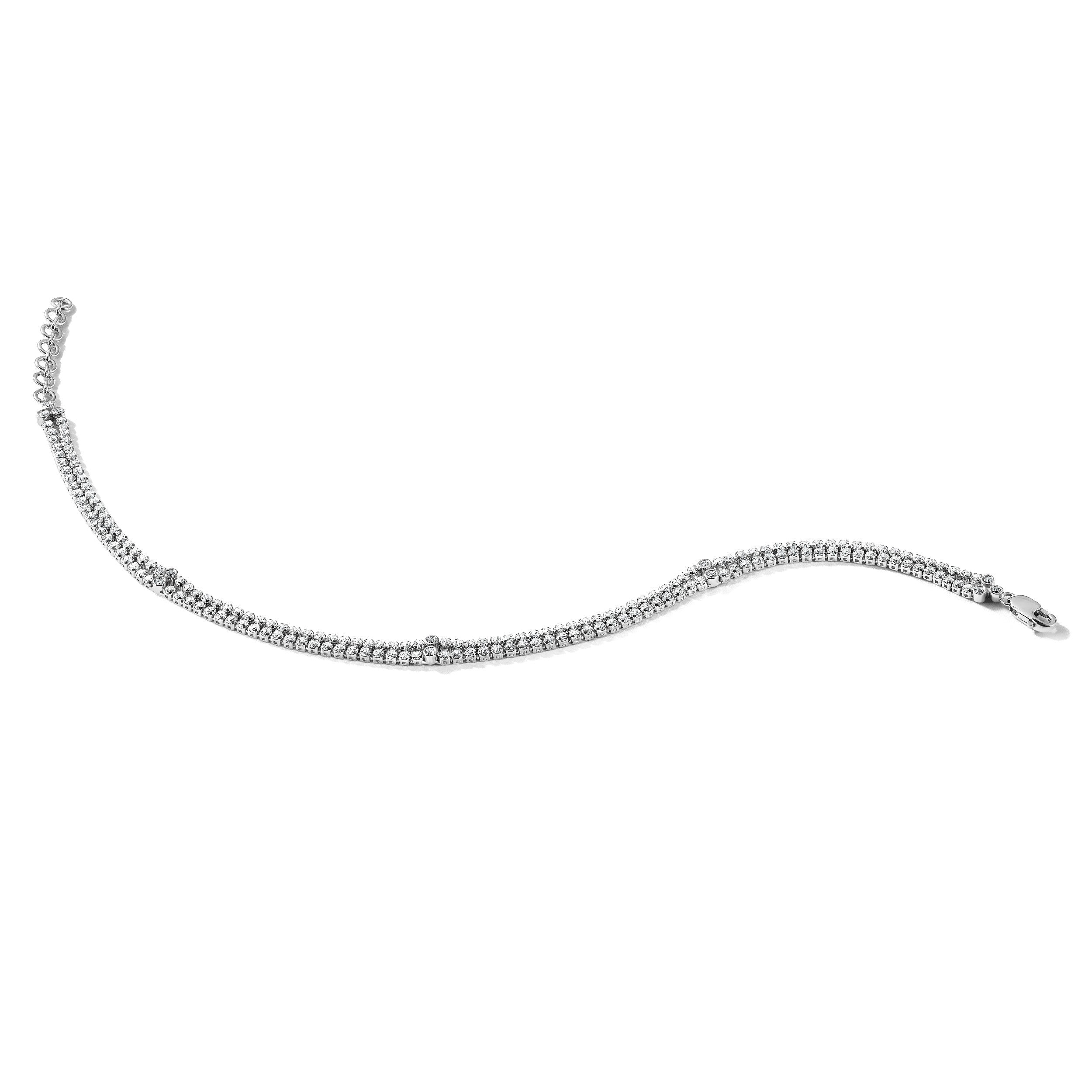 14K Weißgold 2 3/4 Ct. Im Labor Gezüchtet Diamant Vs/si+ G+ Doppelt Strang 7.25 Zoll mit 1 Zoll Extention Armband
