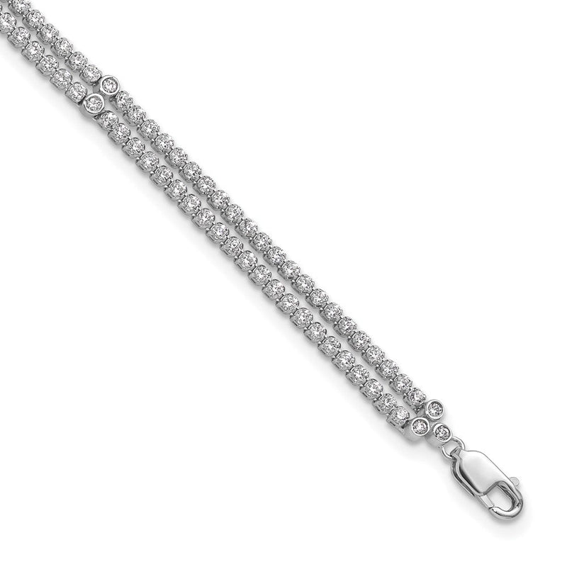 14K Weißgold 2 3/4 Ct. Im Labor Gezüchtet Diamant Vs/si+ G+ Doppelt Strang 7.25 Zoll mit 1 Zoll Extention Armband