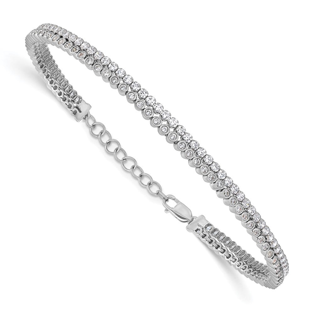 14K Weißgold 2 7/8 Ct. Im Labor Gezüchtet Diamant Vs/si+ G+ Doppelt Strang 7 Zoll mit 1 Zoll Extention Armband