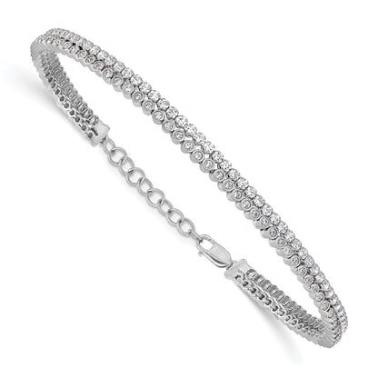 14K Weißgold 2 7/8 Ct. Im Labor Gezüchtet Diamant Vs/si+ G+ Doppelt Strang 7 Zoll mit 1 Zoll Extention Armband