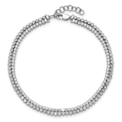 14K Weißgold 2 7/8 Ct. Im Labor Gezüchtet Diamant Vs/si+ G+ Doppelt Strang 7 Zoll mit 1 Zoll Extention Armband