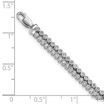 14K Weißgold 2 7/8 Ct. Im Labor Gezüchtet Diamant Vs/si+ G+ Doppelt Strang 7 Zoll mit 1 Zoll Extention Armband