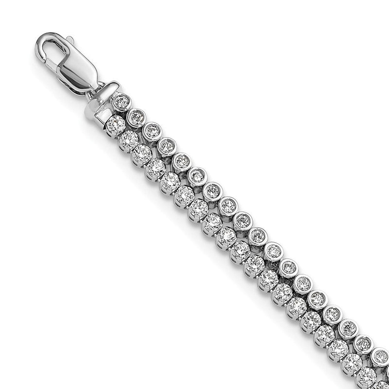 14K Weißgold 2 7/8 Ct. Im Labor Gezüchtet Diamant Vs/si+ G+ Doppelt Strang 7 Zoll mit 1 Zoll Extention Armband